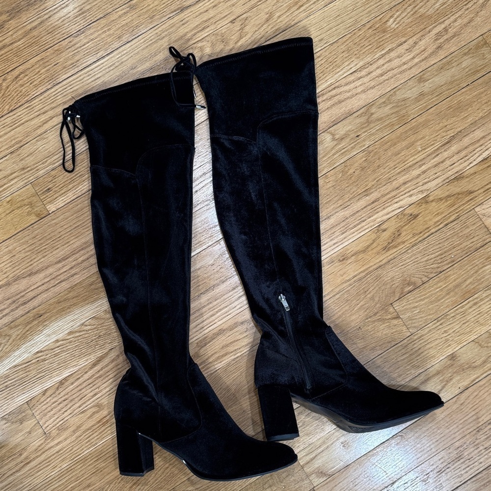 Marc Fisher Velvet Black Over-the-Knee Boots Women’s size 10